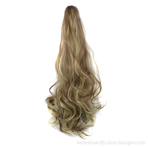 Hot sell kinky curly drawstring ponytail extensions synthetic hair long deep wave ponytail synthetic ponytail